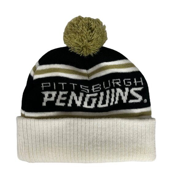 Pittsburgh Penguins Labatt Beer Tabbogan Winter Hat Black White OS - Picture 2 of 4